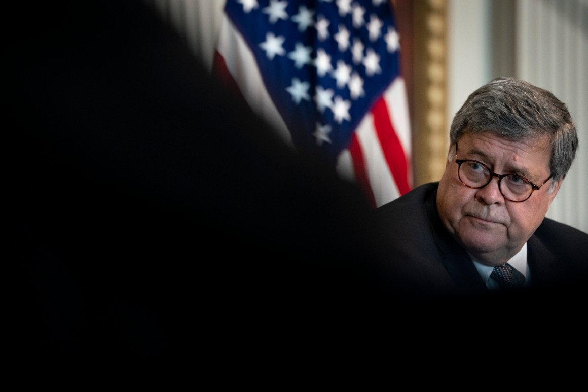 Barr defends DOJ move to take over defamation suit against Trump