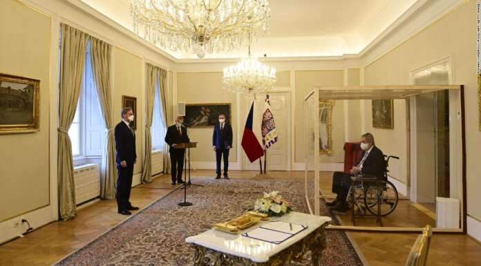 Covid-struck Czech President appoints new Prime Minister from inside a glass box